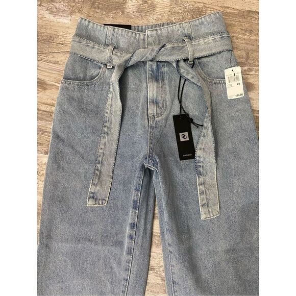 Numero Brussels High Rise Paper Bag Tapered Leg Ice Blue Women’s Sz 28 - Picture 2 of 9